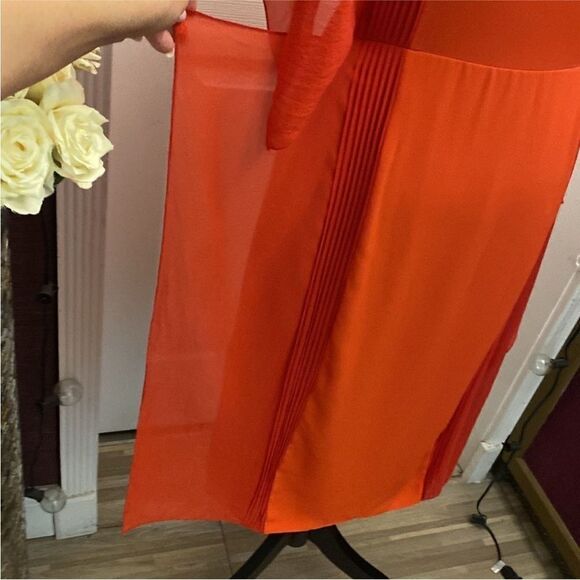 Bcbg Maxazria Runway Elegant Orange/red Chiffon Dress, S - Picture 8 of 10